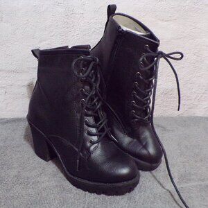 Kourtlan Ladies High Top Zigi Soho Black Lace Up Zip Boots Size 6.5 3" Heel